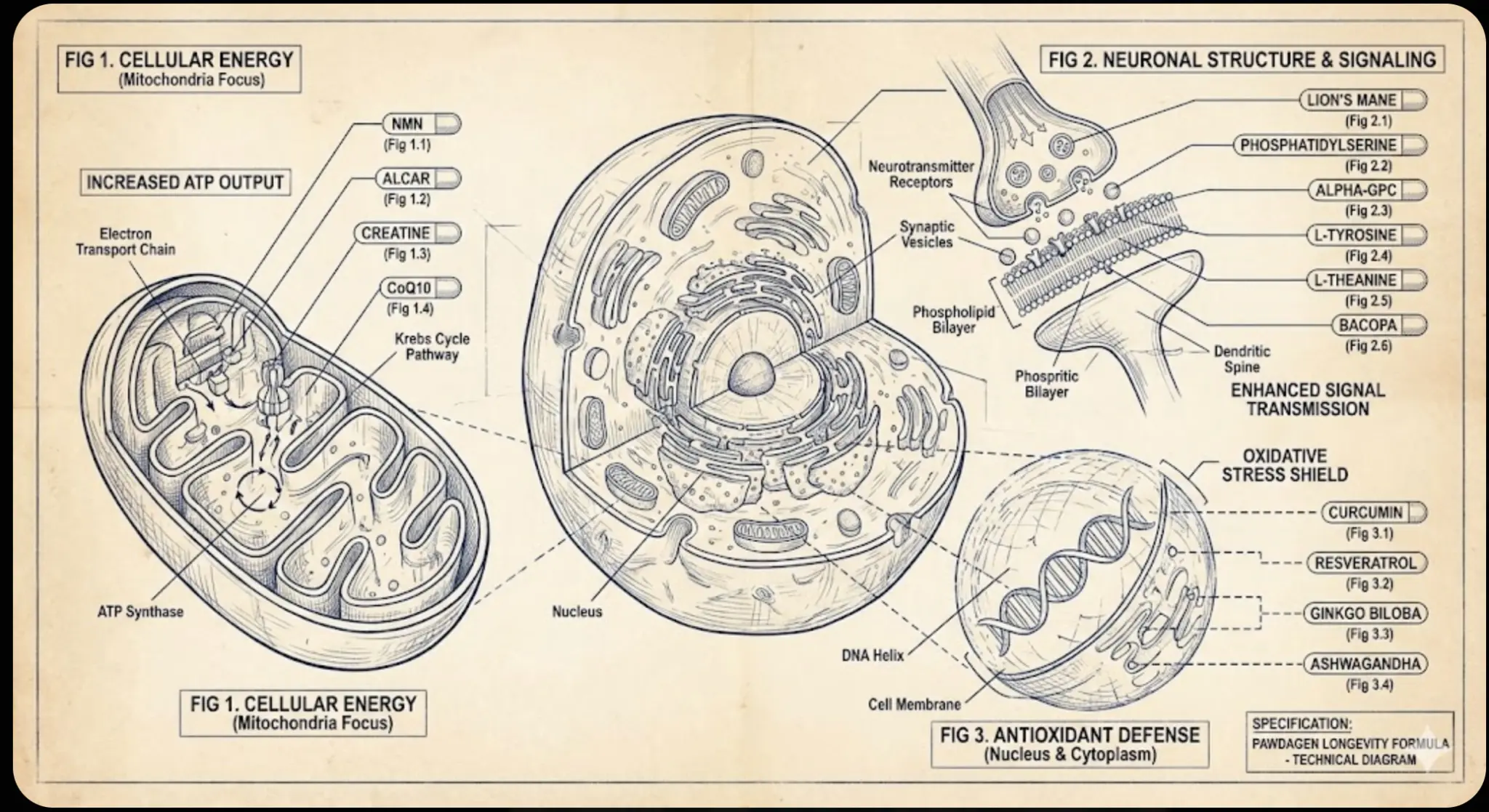 Pawdagen Longevity Formula Technical Diagram