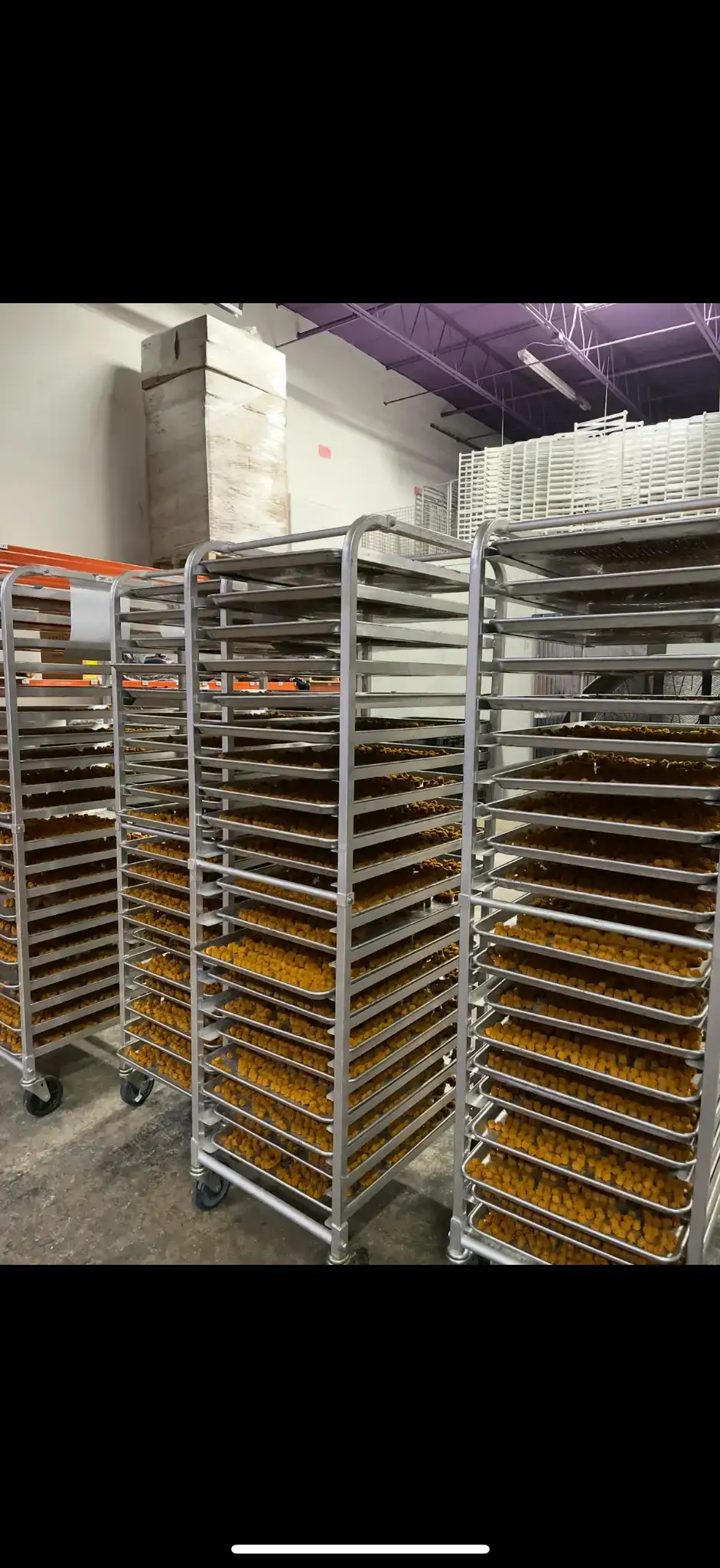 Multiple production racks in our USA manufacturing facility